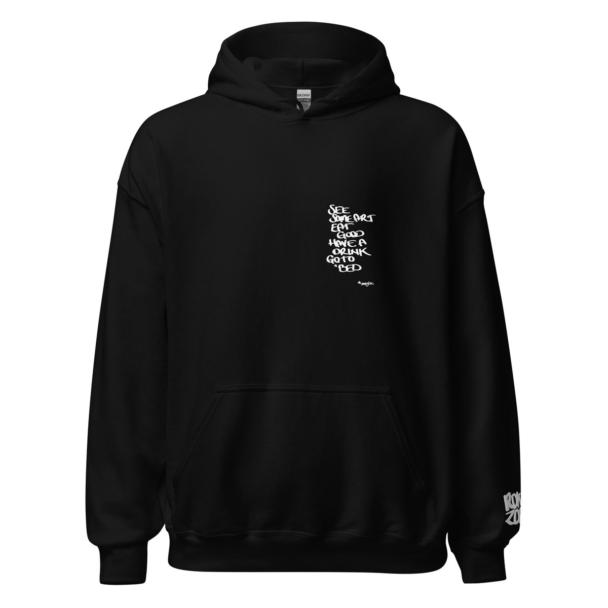 See some art, eat good, have a drink, go to bed • Heavy Blend Hoodie · Black